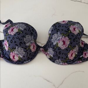 Victoria Secret Floral Print Women's Bra - Black and Pink